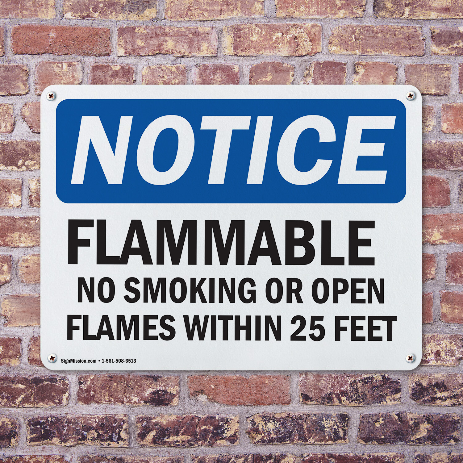(2 Pack) Flammable No Smoking Or Open Flames Within 25 Feet OSHA Notice Sign