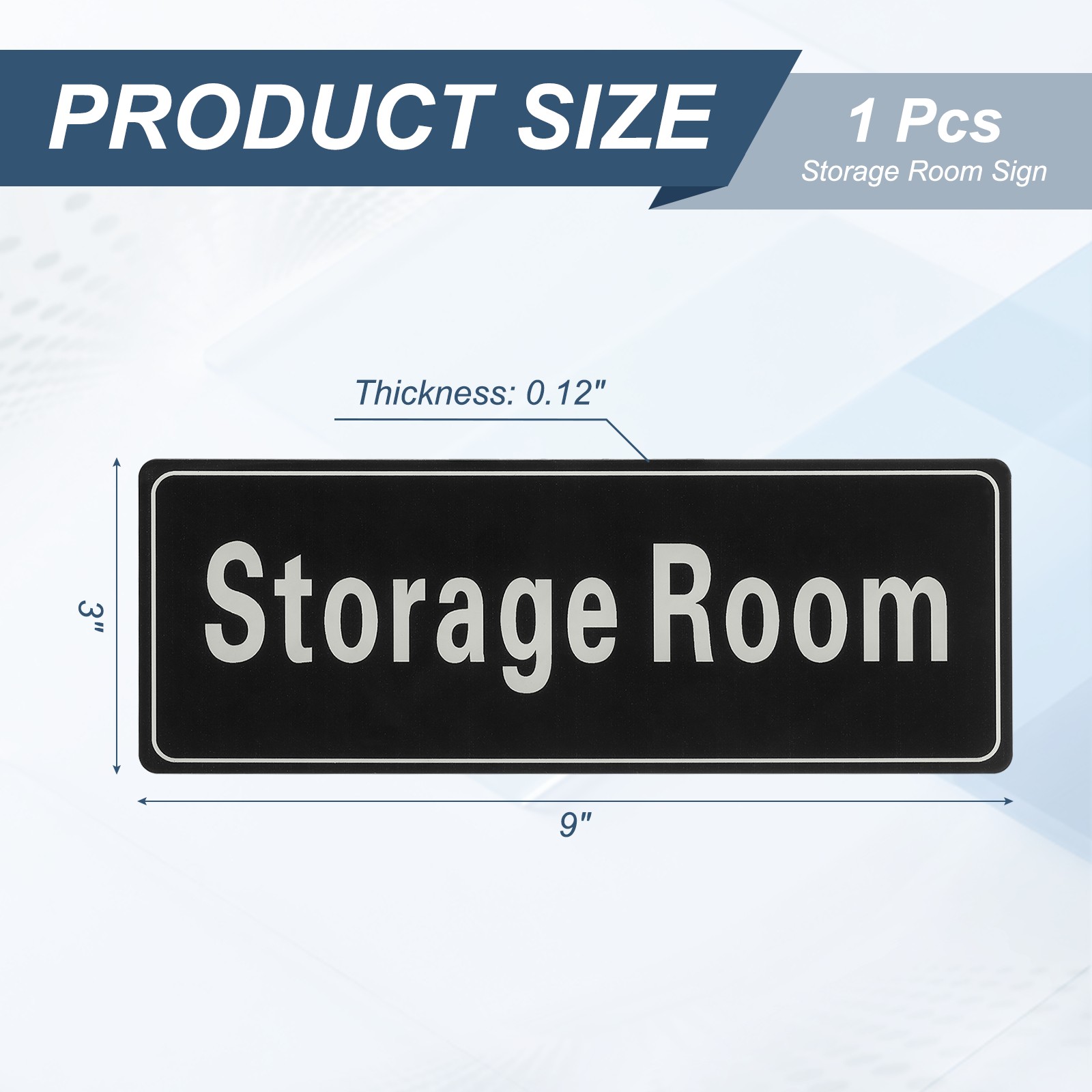 9″x3″ Storage Room, 1Pcs Room Door Sign Self-Adhesive, Black with White Text