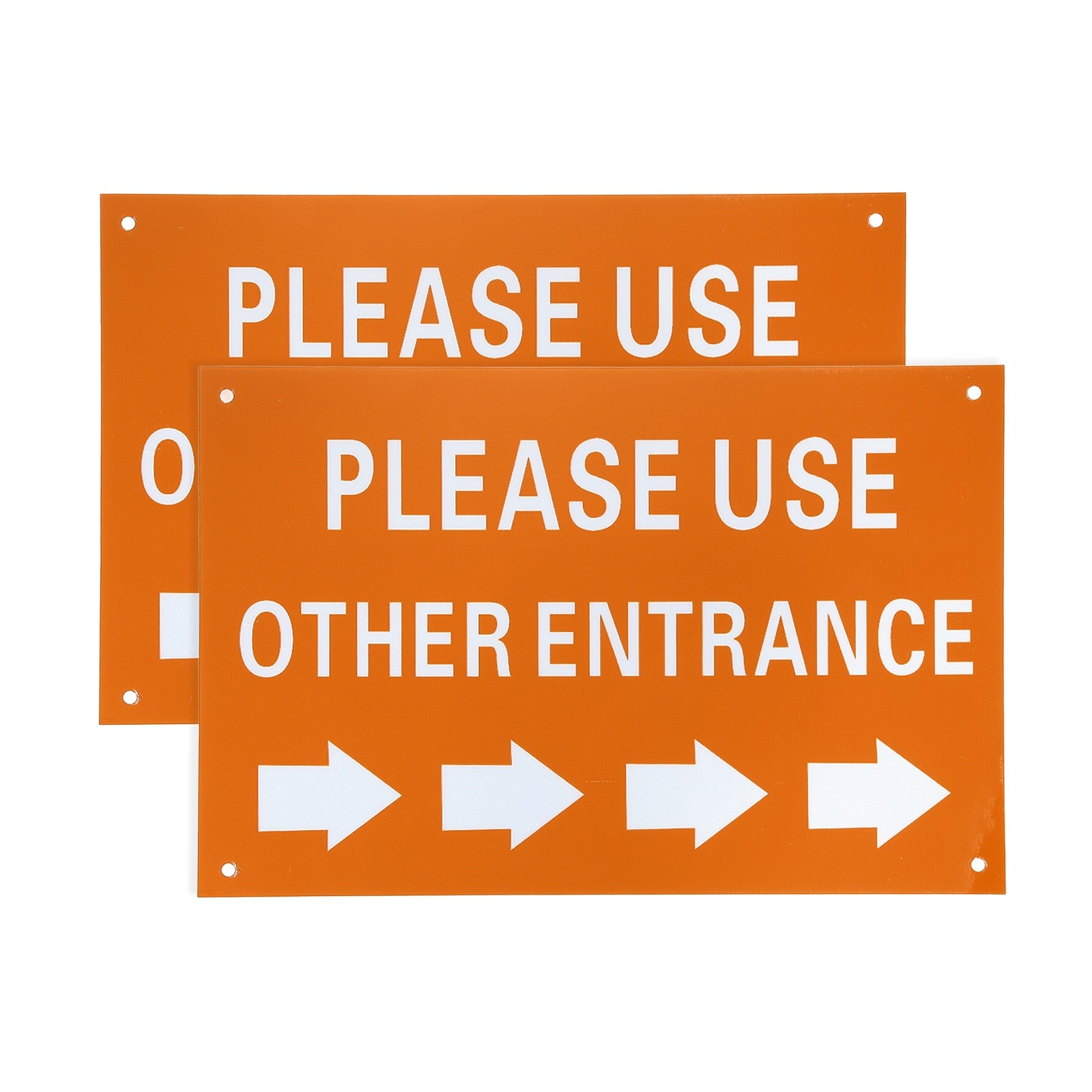 2 Pcs Please Use Other Entrance Sign, Right Arrow, Orange Yellow on Dark White