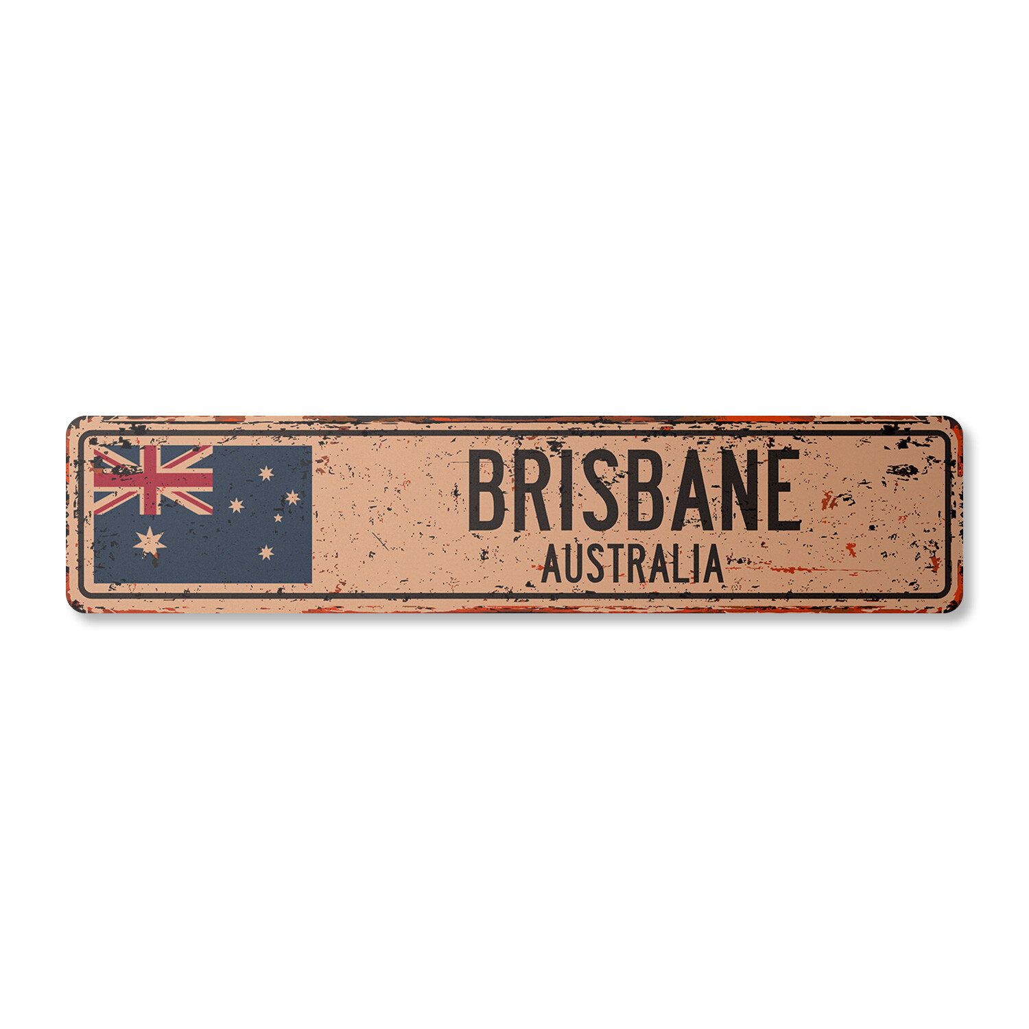 BRISBANE AUSTRALIA Vintage Street Sign Australian flag city country road rustic
