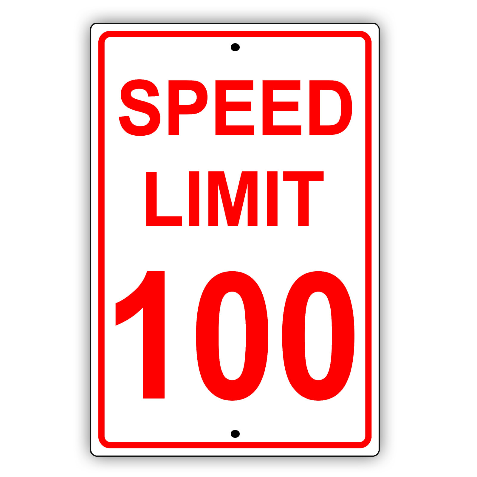 Speed Limit 100 Sign Zone 100 MPH Slow Down Décor Warning Aluminum Metal Sign