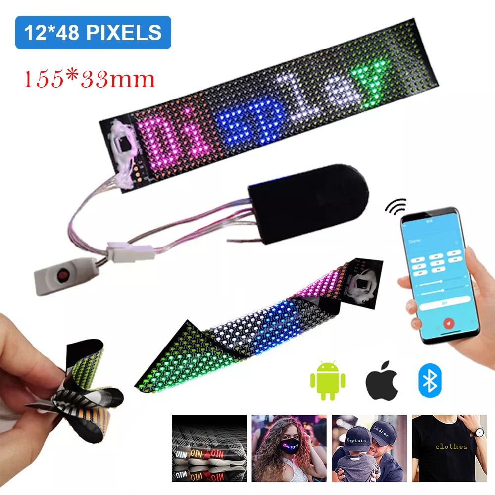 Bluetooth LED Name Badge DIY Programmable Scrolling Message Board LED Display