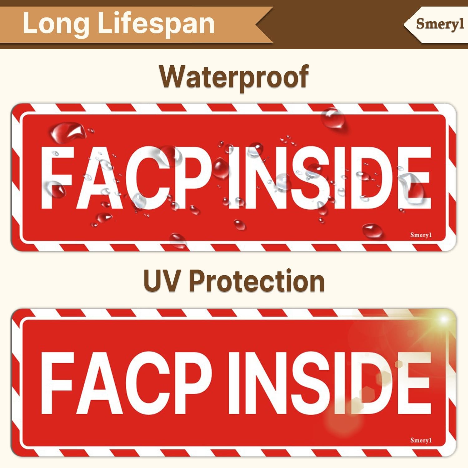2 Pack FACP Inside Sign, 9 x 3, Fire Alarm Control Panel, Self-Adhesive Acrylic