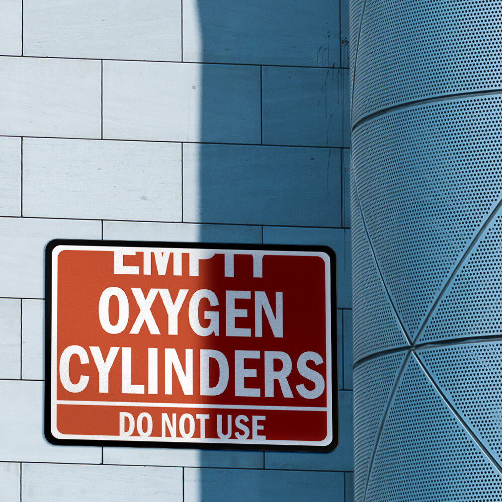 Horizontal Metal Sign Empty Oxygen Cylinders Do Not Use Hazard Flammable Brown