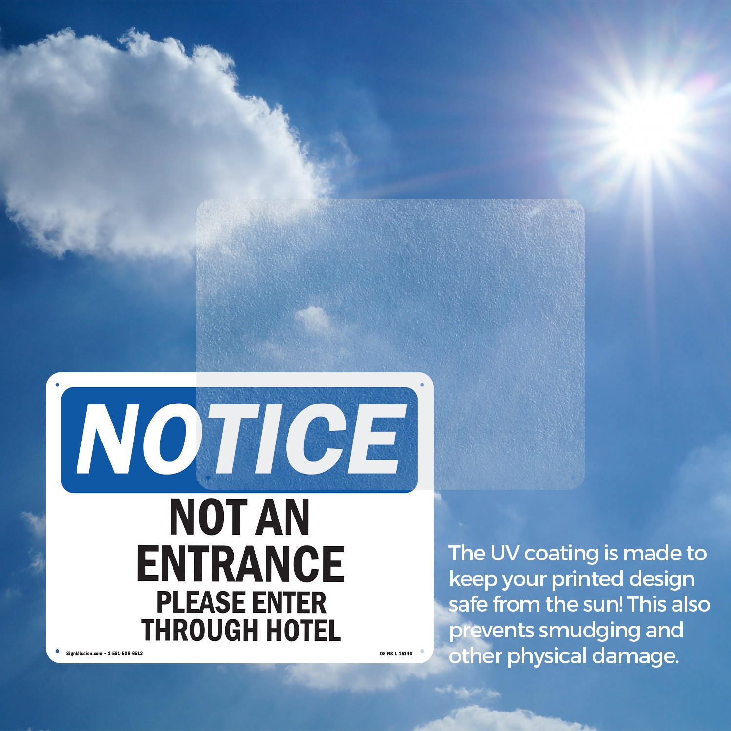 Not An Entrance Please Enter Through Hotel OSHA Notice Sign, Decal 5 or 10 Pack