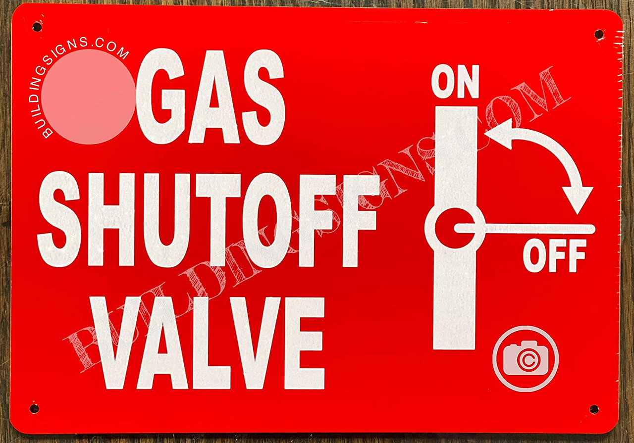 Gas shut off valve SIGN (7×10,RED,Aluminum)