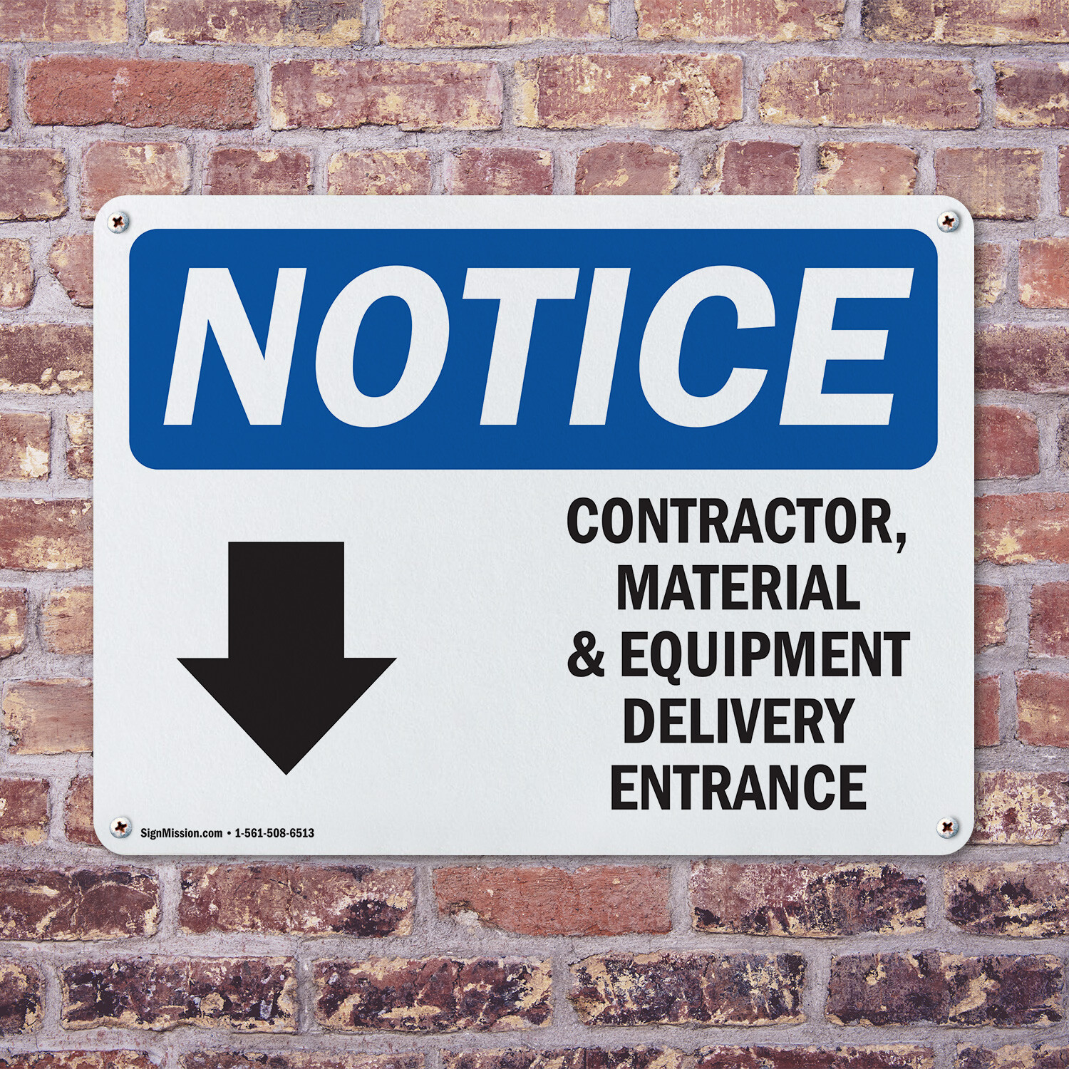 (2 Pack) Contractor Material And Equipment OSHA Notice Sign Decal Metal Plastic