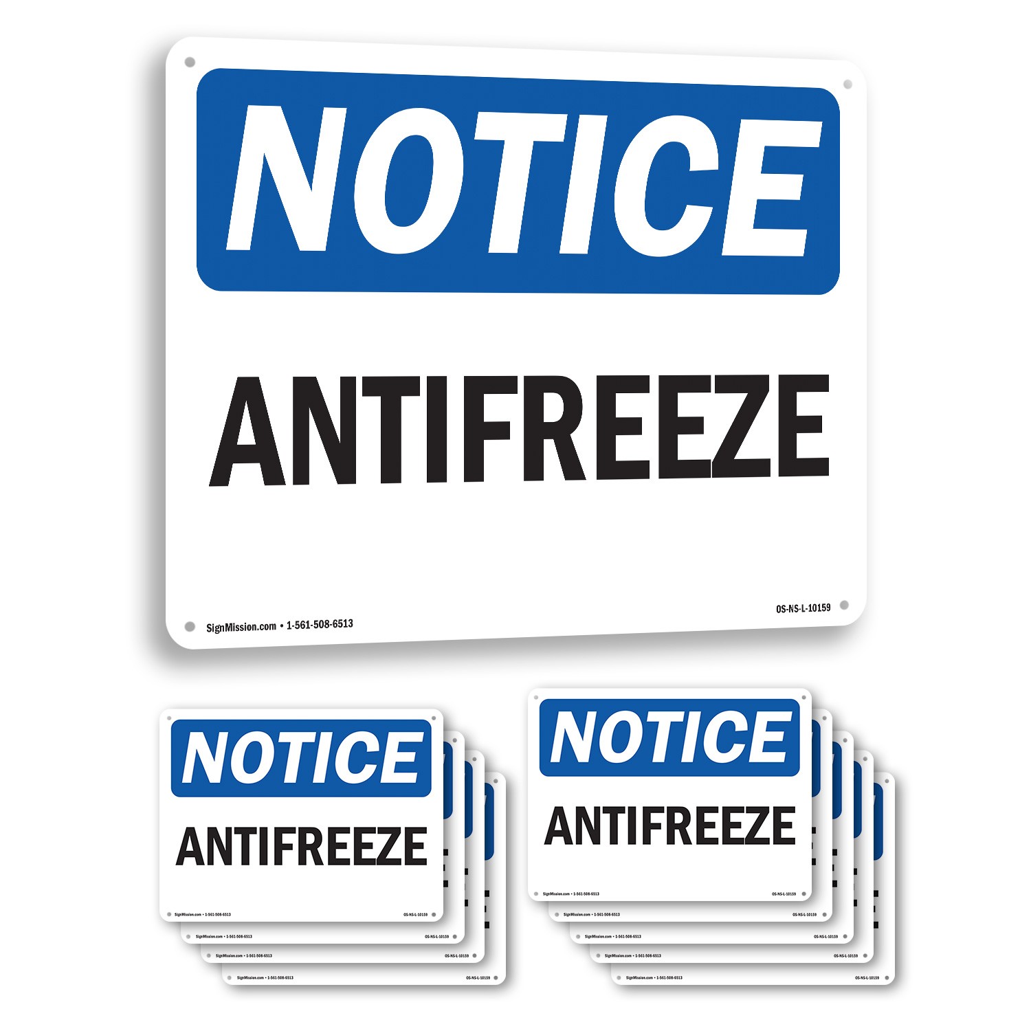 Antifreeze OSHA Notice Sign Metal, Plastic, Or Decal – 5 or 10 Pack