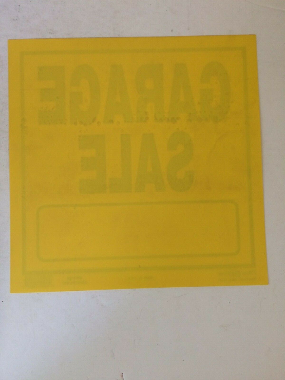LOT OF 5 Hillman 11 inch x 11 inch Heavy Duty Plastic Yellow Garage Sale Sign