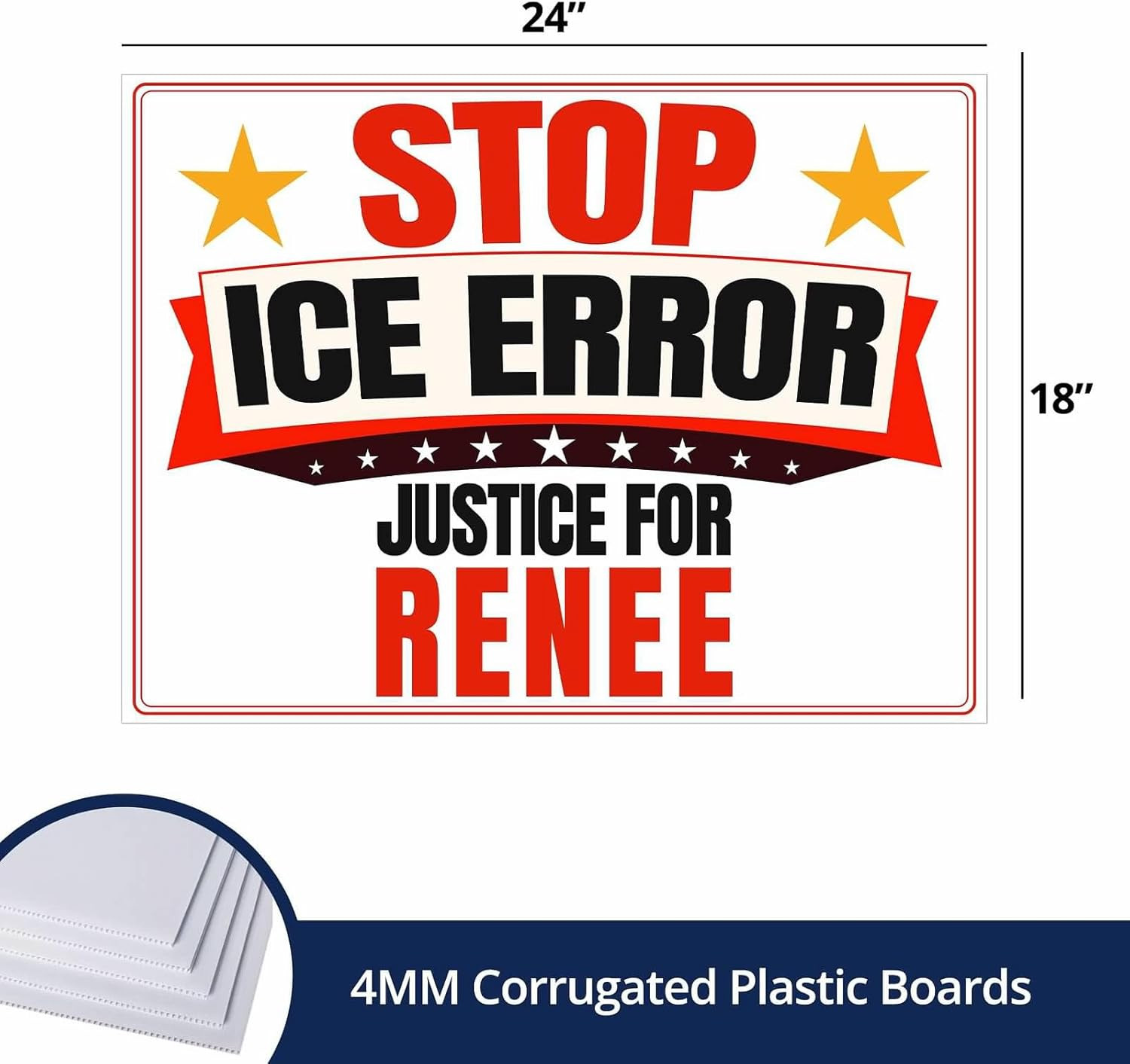 Protest Signs Stop ICE Error to Carry, 18 X 24 Inch Waterproof Outdoor Signs for