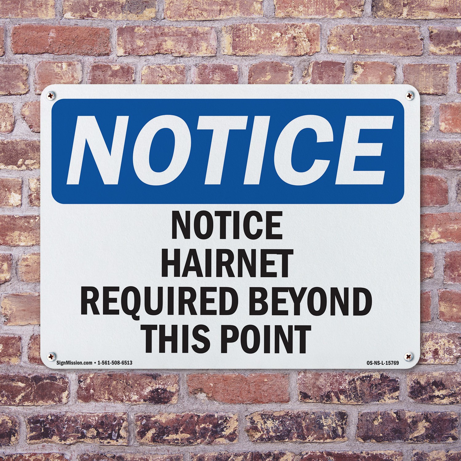 Hairnet Required Beyond This Point OSHA Notice Sign Metal, Decal – 5 or 10 Pack