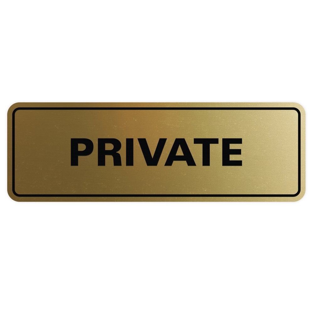 Large Standard Private Door/Wall Sign Brushed Gold Adhesive Office Plaque