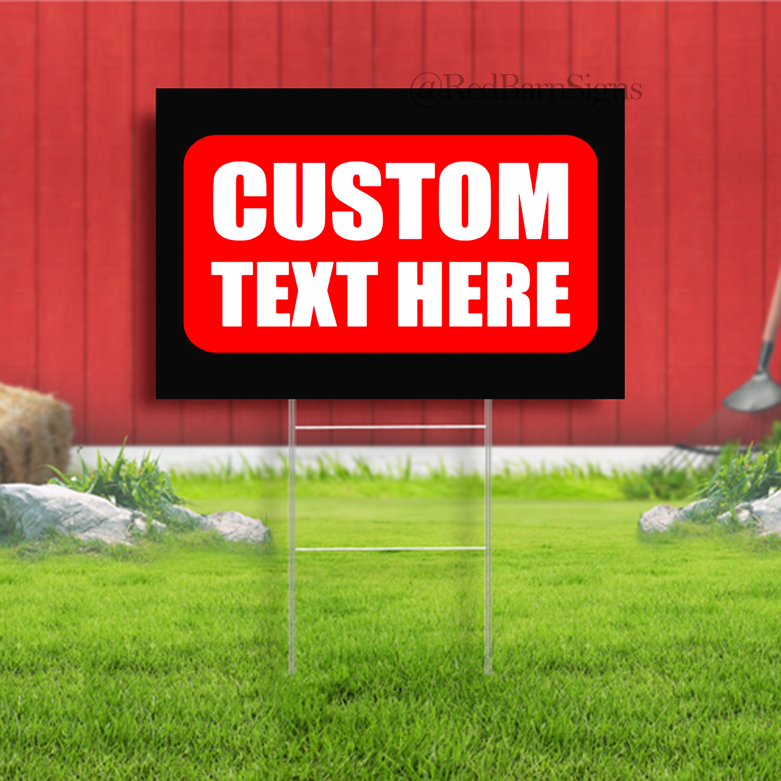 CUSTOM TEXT HERE Yard Sign Corrugate Plastic with H-Stakes Lawn Sign number logo