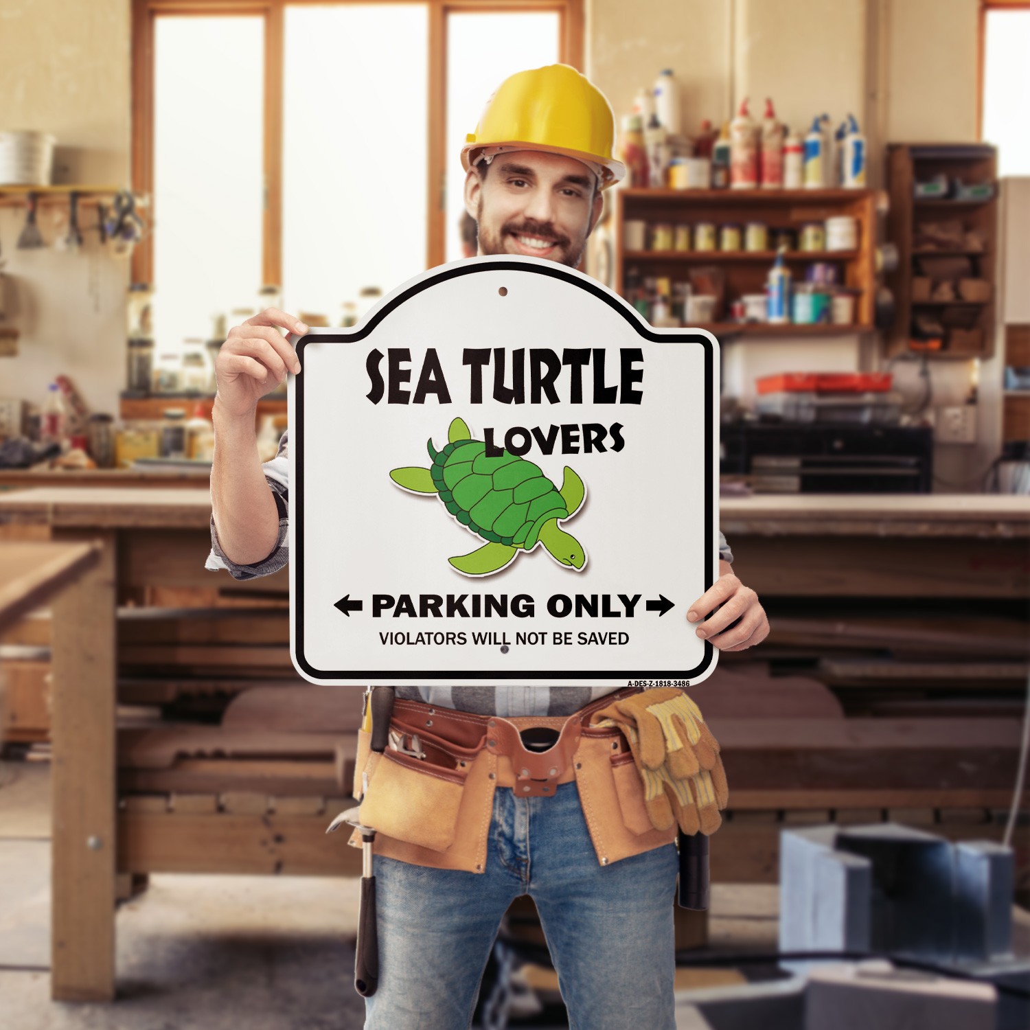 Sea Turtle Lovers Parking 18″ X 18″ Heavy-Gauge Aluminum Architectural Sign