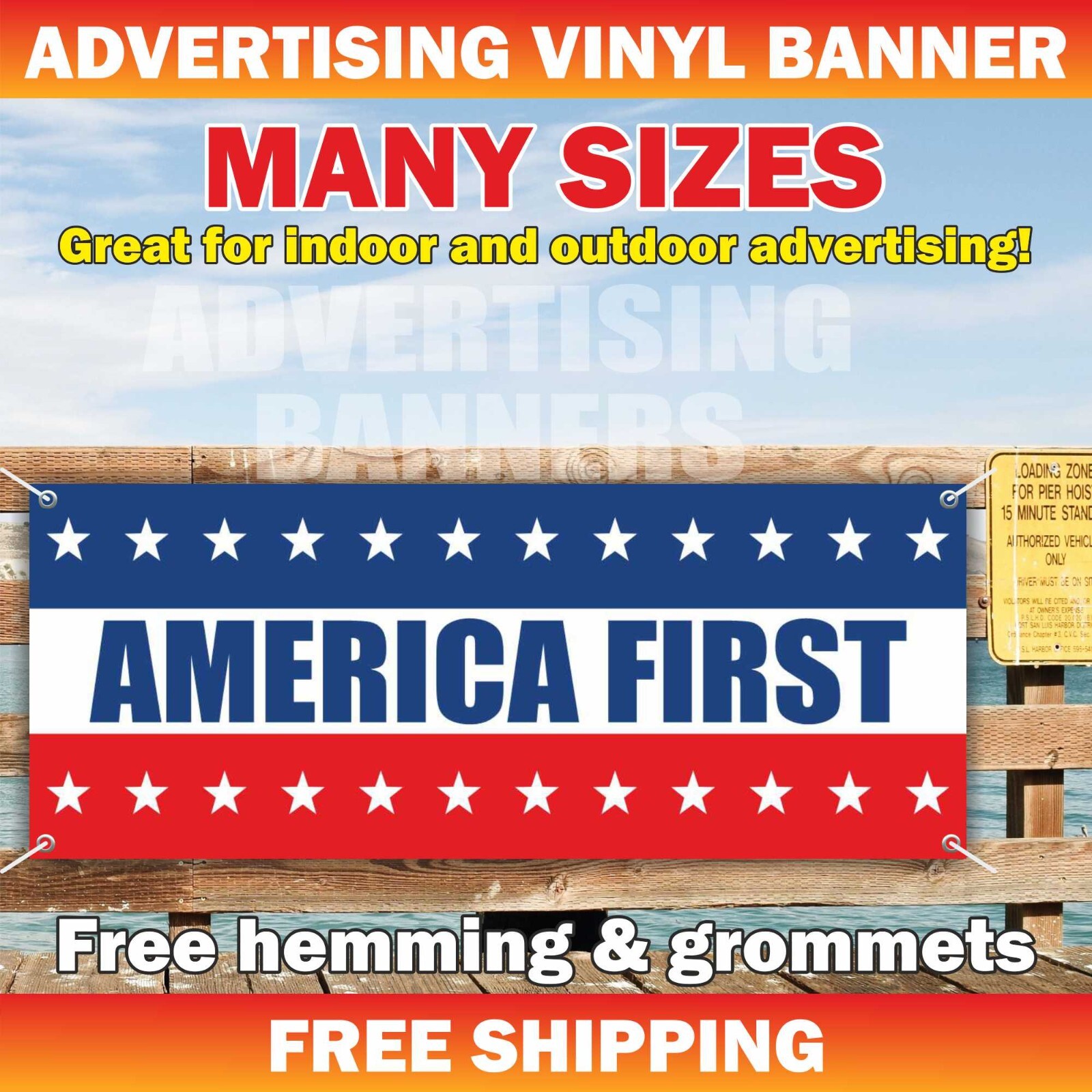 AMERICA FIRST Advertising Banner Vinyl Mesh Sign Flag Political Patriotic Usa