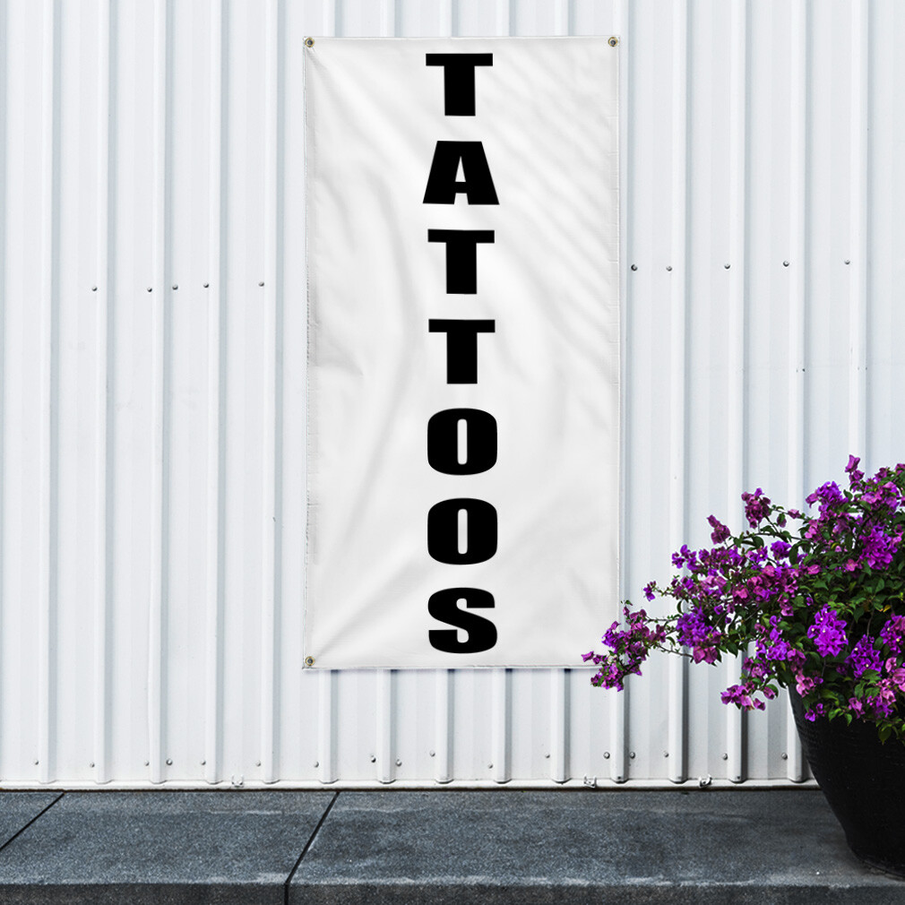 Vertical Vinyl Banner Multiple Sizes Tattoos Black Promotion Business Business
