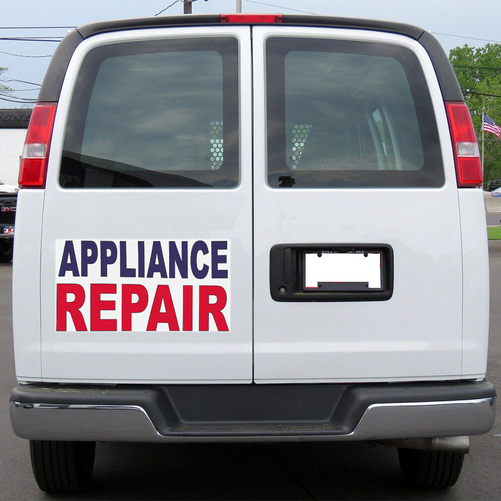 Car Magnet Set of 2 Appliance Repair Blue Red Car Advertising Industrial Sign