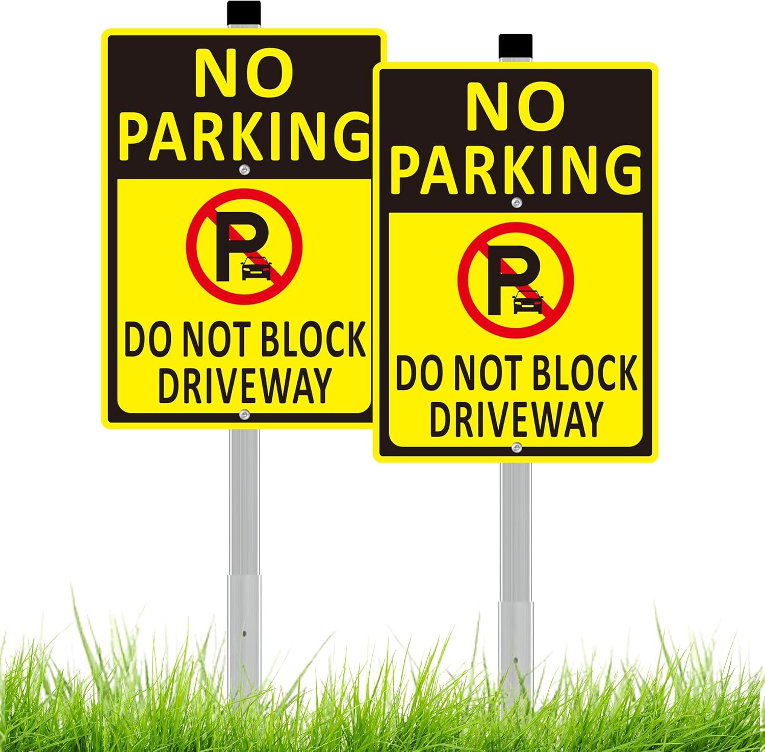 (2 Pack) No Parking Do Not Block Driveway Sign – 10X14 Inch Aluminum Metal No Pa