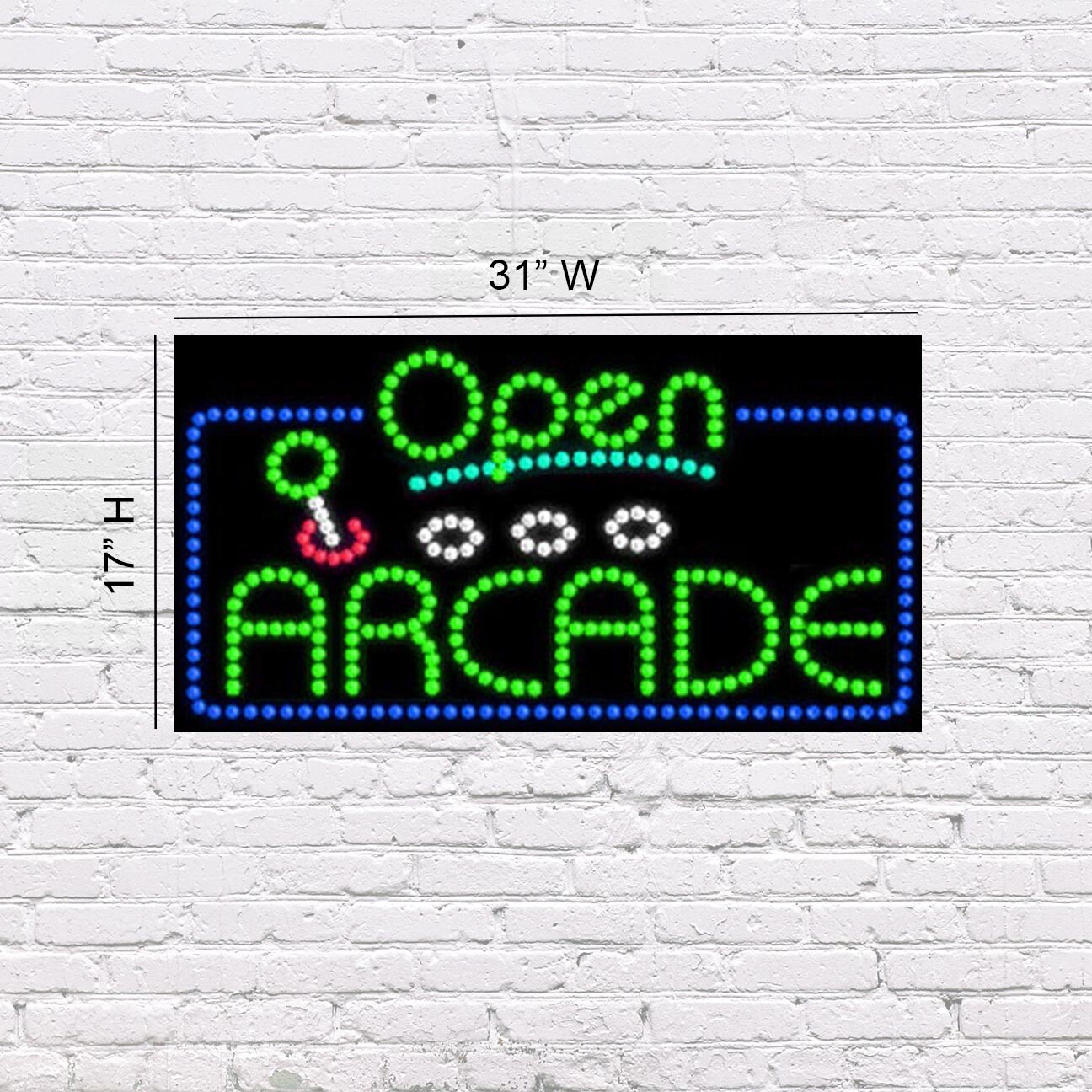 LED Open Arcade | Light-up Sign | 31″W x 17″H x 2″D