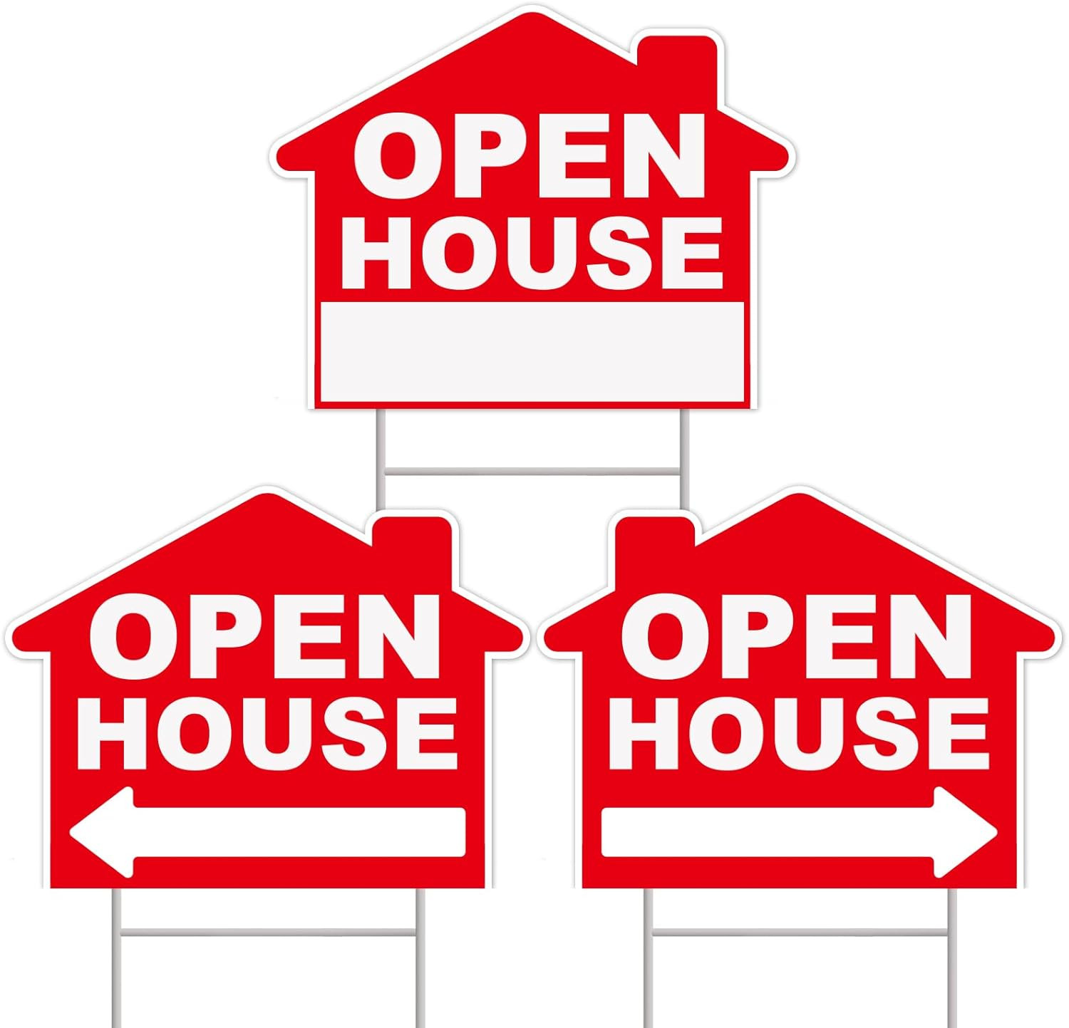 Open House Signs For Real Estate, 3-Pack 17″x13″ Double-Sided Signs, Corrugated