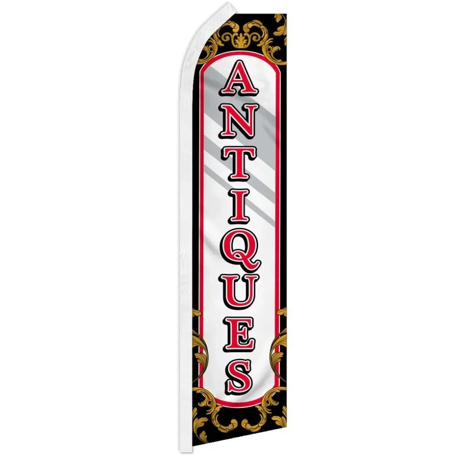 Antiques (Mirror) Swooper Advertising Banner Flag for Antique Thrift Stores