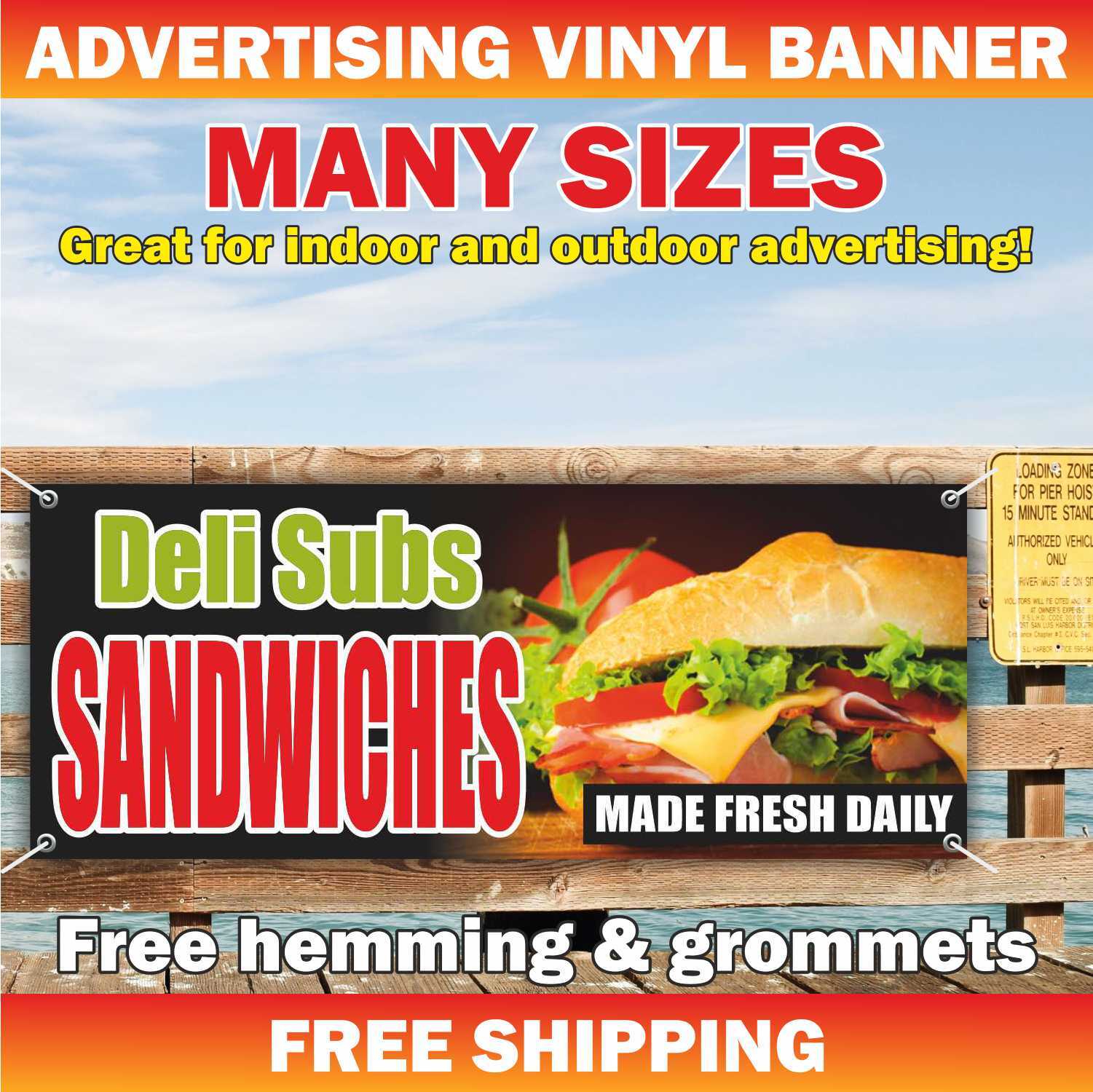 Deli Subs Sandwiches Advertising Banner Vinyl Mesh Sign fresh food restaurant