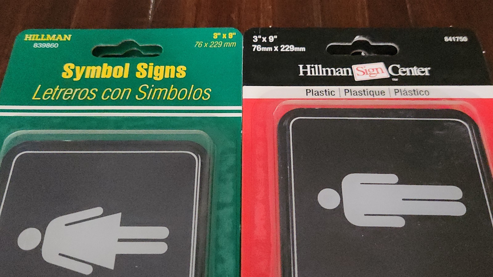 Self stick (Lot of 6) Hillman 3″x 9″ Plastic Symbol 3 Men & 3 Women NEW IN BOX
