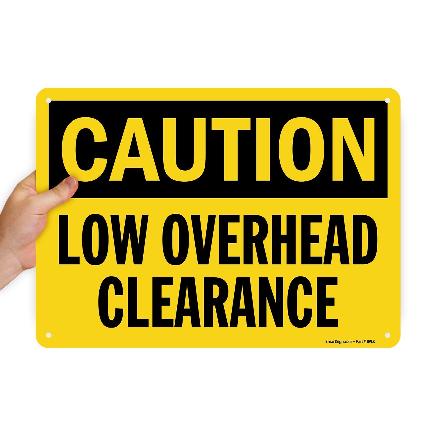 10×14 Inch Aluminum Black Yellow Caution Low Overhead Clearance Sign U91322