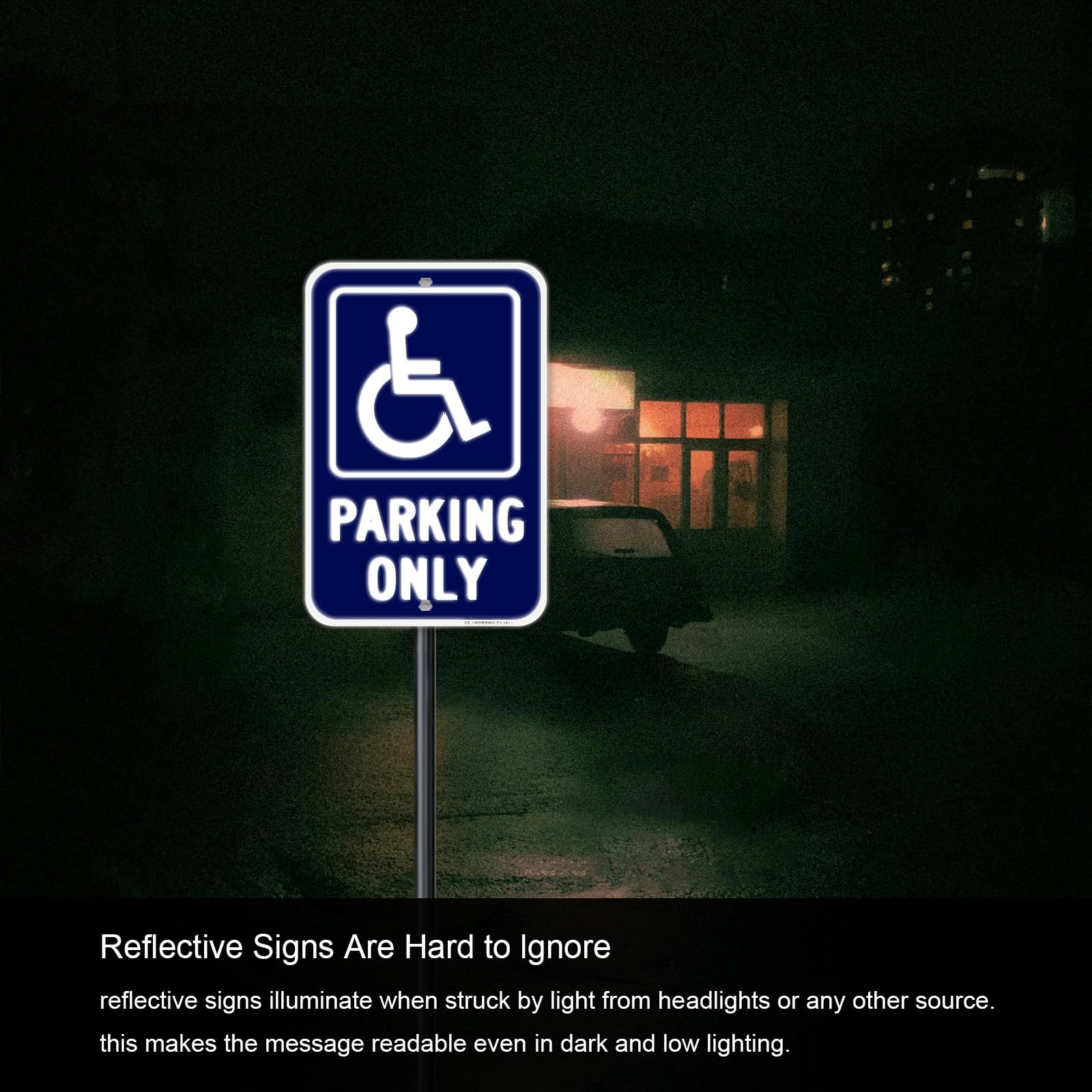 4 PCS Handicap Parking Only Signs 12×18 Inch Heavy Duty Aluminum Reflective