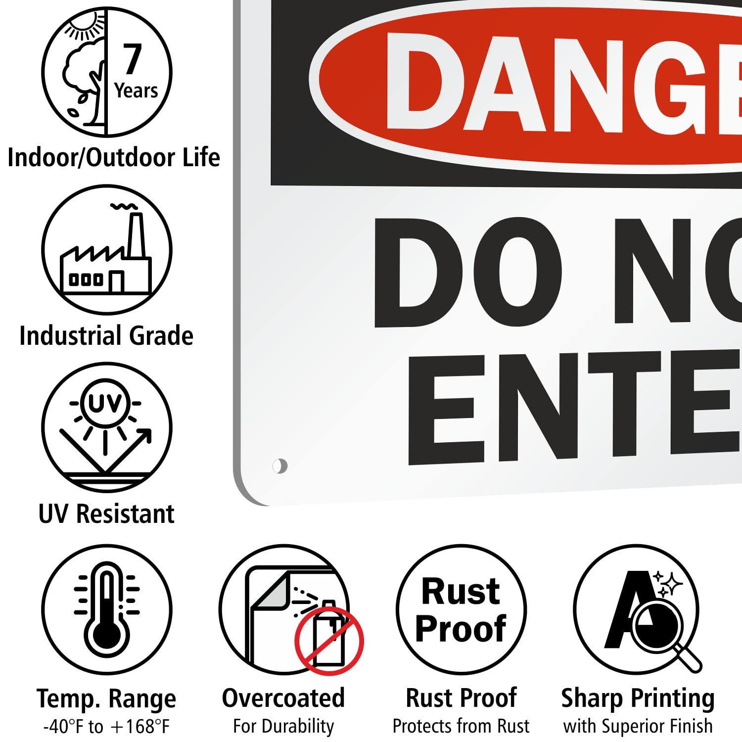 7×10 Inch Aluminum Danger Do Not Enter Warning Sign For Home Work Easy Install