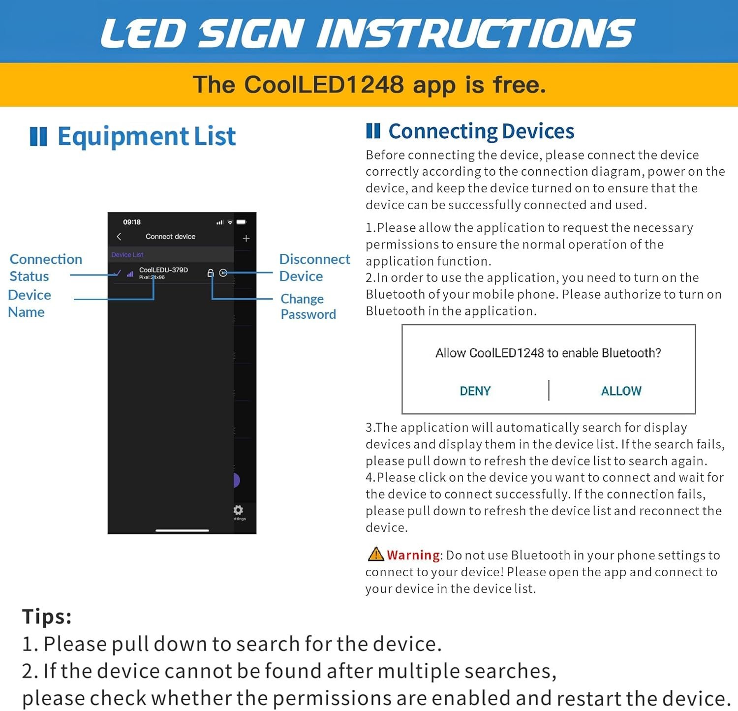 Customizable Bluetooth LED Advertising Sign – 15”x4” Waterproof Display