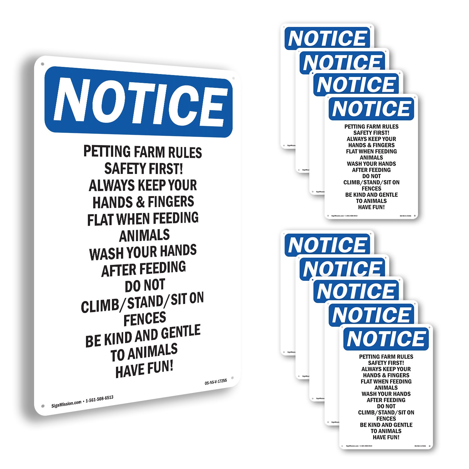 Petting Farm Rules Safety First! OSHA Notice Sign Metal, Decal – 5 or 10 Pack