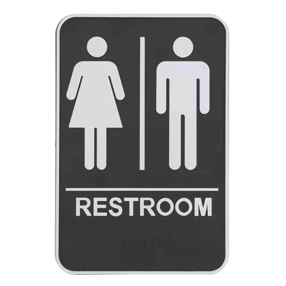 9 In. X 6.5 In. Unisex Restroom ADA Braille Sign