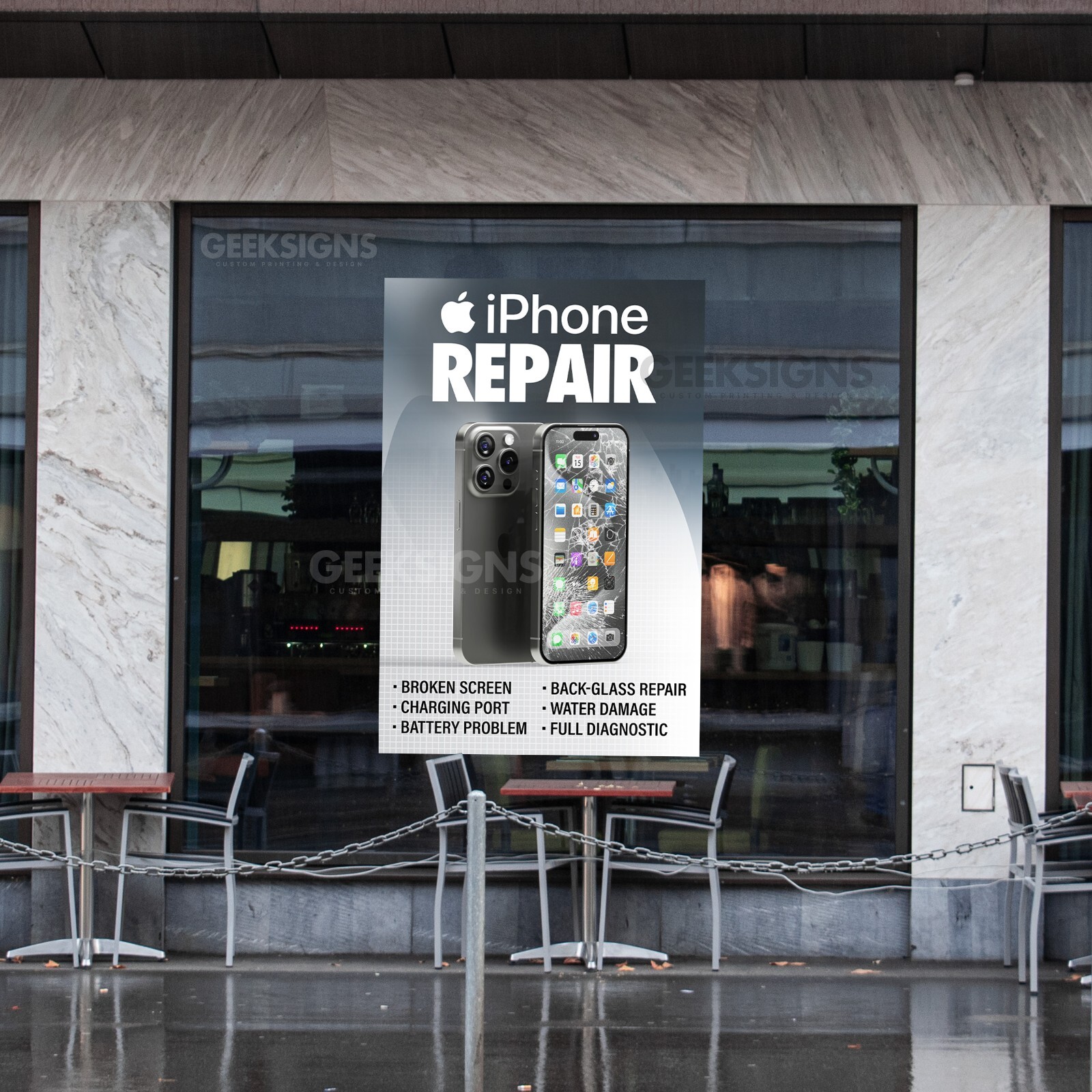 iPhone Apple Cell Phone Repair Single Poster Sign Banner – iOS Samsung Galaxy