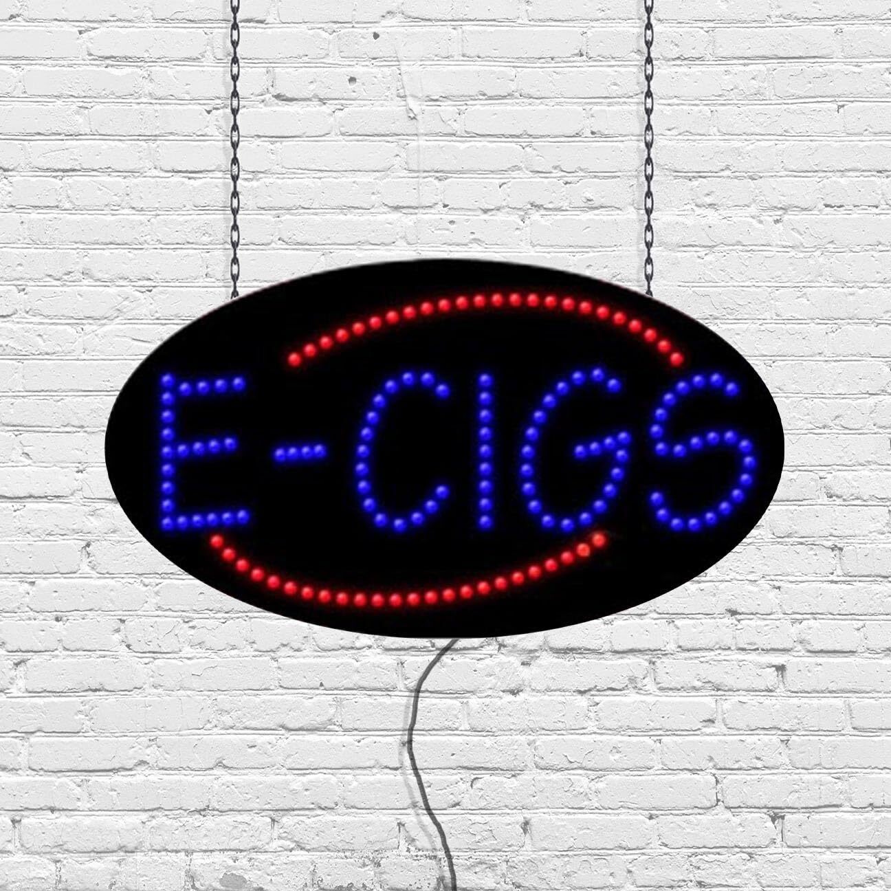 LED E-Cigs Sign for Retail Displays | Light Up Sign | 15″H x 27″W x 2″D