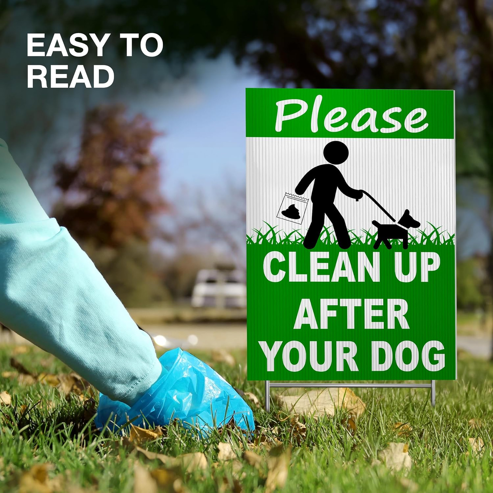 Dog Cleanup Signs 12×8 Coroplast Double Sided Yard Stake Outdoor Reminder for