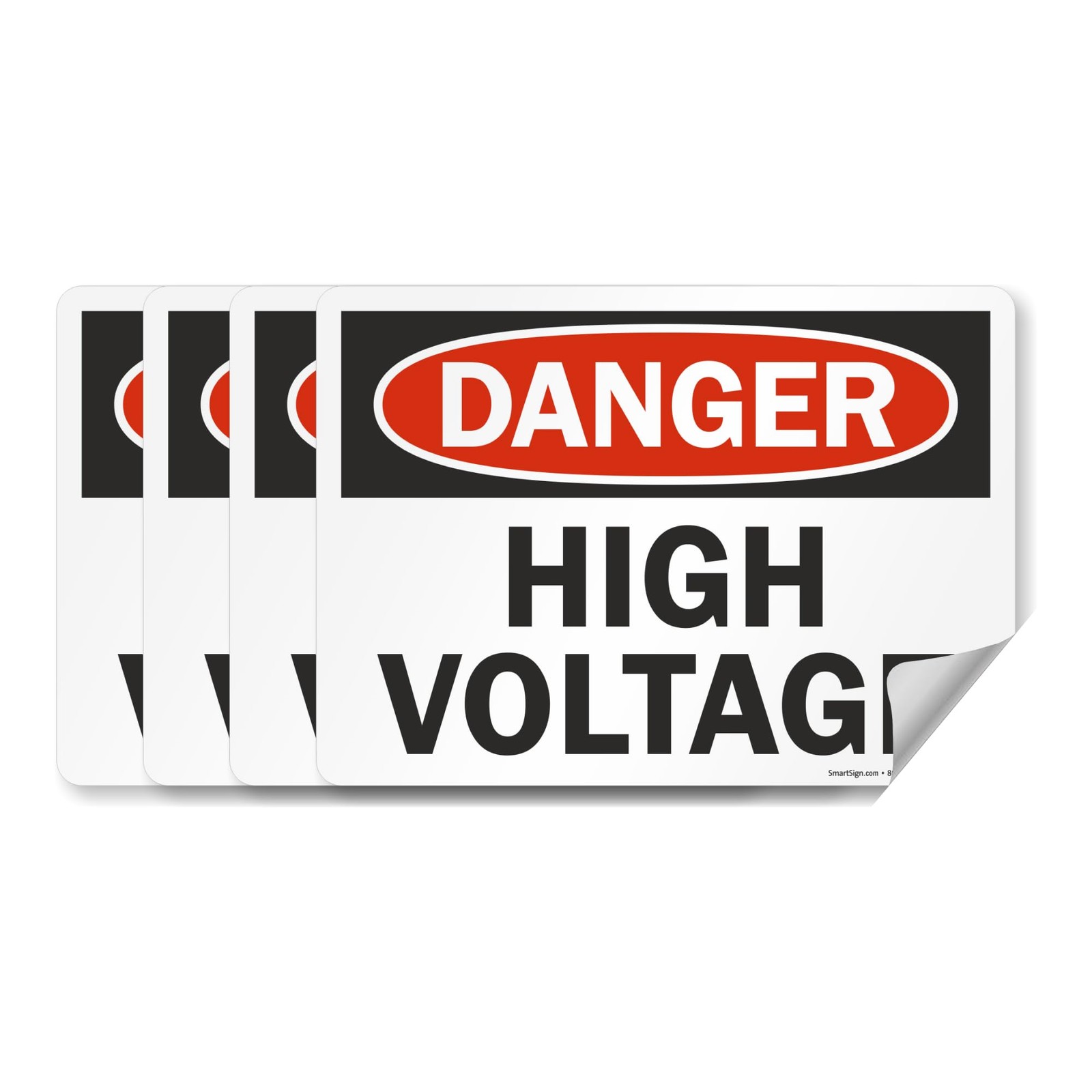 Pack of 4 5 x7 inch “Danger High Voltage” OSHA Sticker Labels, 5 mil Laminat…