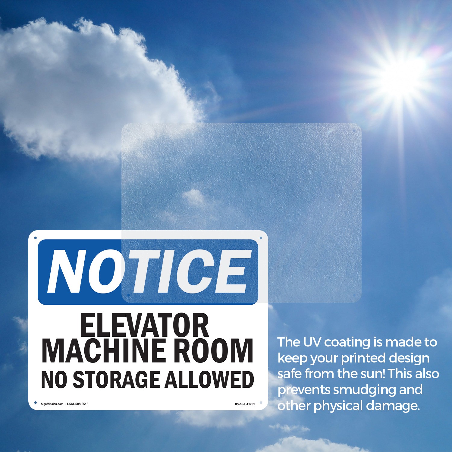 Elevator Machine Room No Storage Allowed OSHA Notice Sign, Decal 5 or 10 Pack