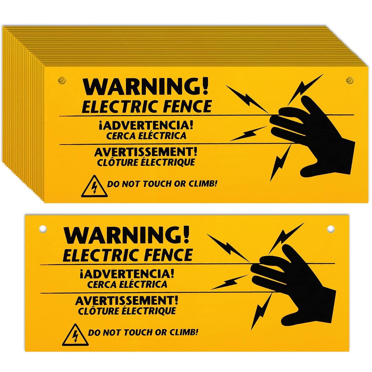 24 Pieces Electric Fence Warning Signs 10 X 4 Inch Plastic Danger Electric Fence