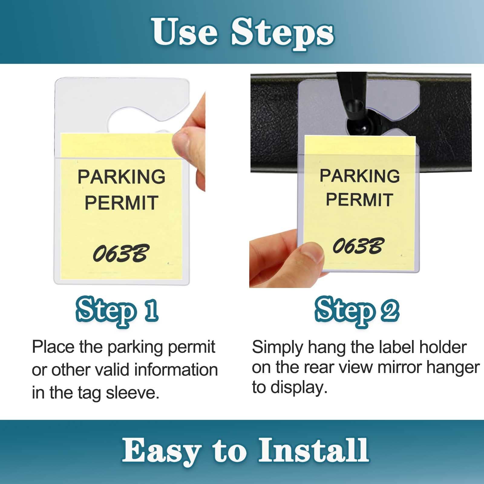 PUSNMI Clear Parking Permit Holder, Car Vertical Lot Pass Rear 5 PCS