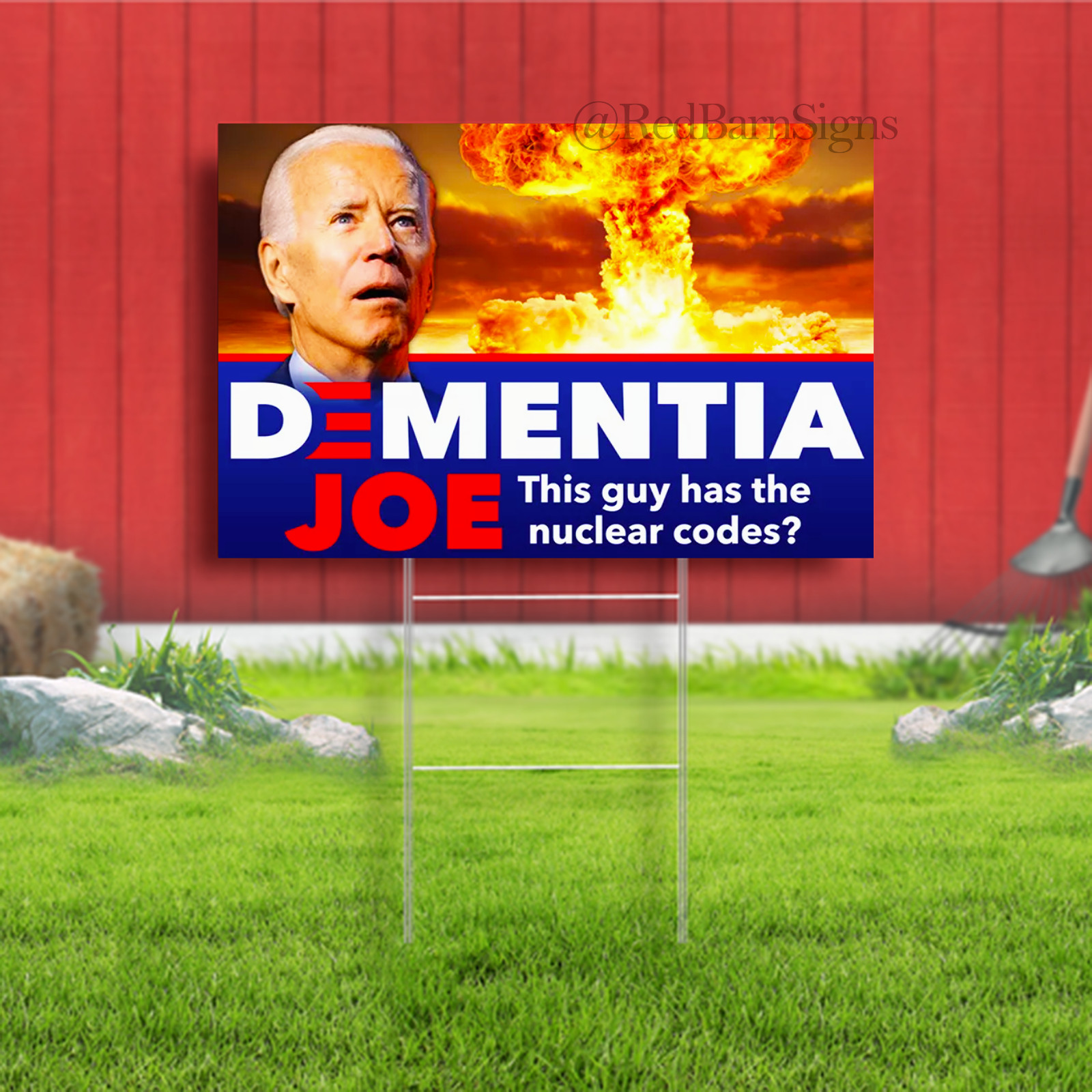 Dementia Joe Biden Yard Sign with Metal Stakes INDOOR OUTDOOR