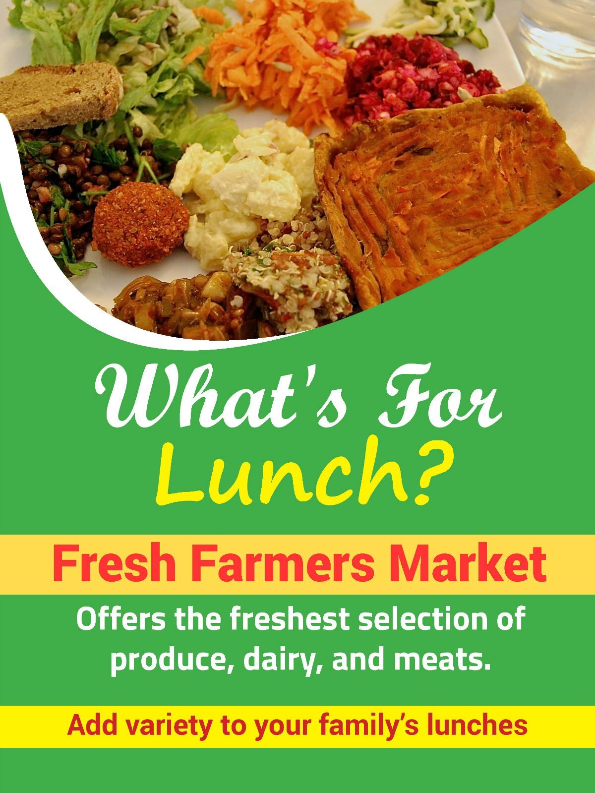 What’s for Lunch Fresh Farmers Market Display Retail Sign,18″w x 24″h,Full Color