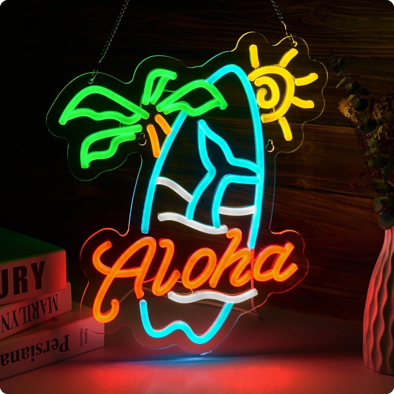 Aloha Palm Tree Neon Sign Tiki Bar Neon Sign Hawaiian Decor for wall decor Be…