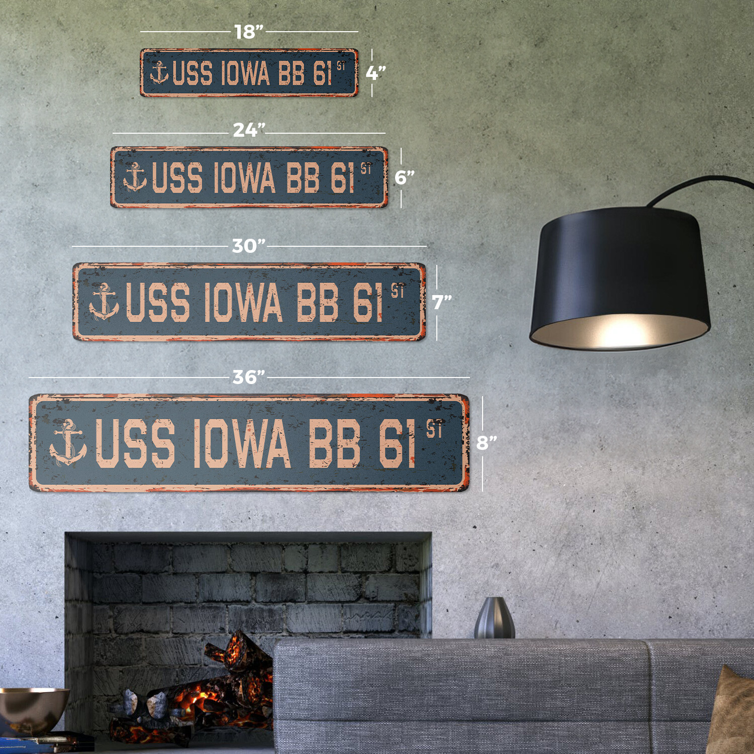 USS IOWA BB 61 Vintage Street Sign us navy ship veteran sailor rustic gift