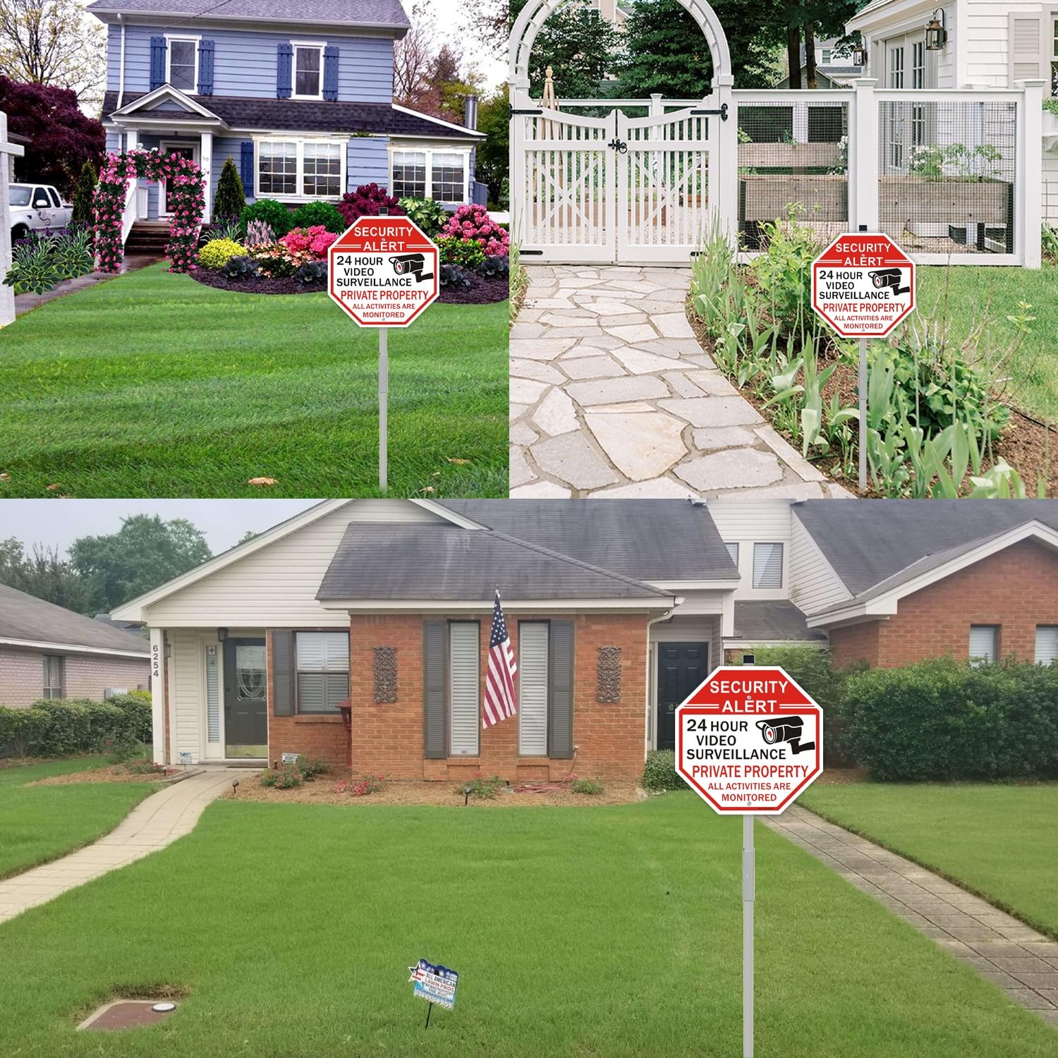 2 Pack Security Sign, Private Property Video Surveillance Sign, with 36″ Meta…