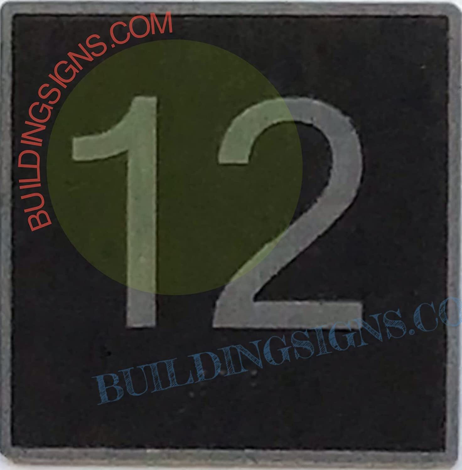 ELEVATOR FLOOR NUMBER 12 SIGN- ELEVATOR JAMB PLATE FLOOR 12 SIGN -REF24-1027