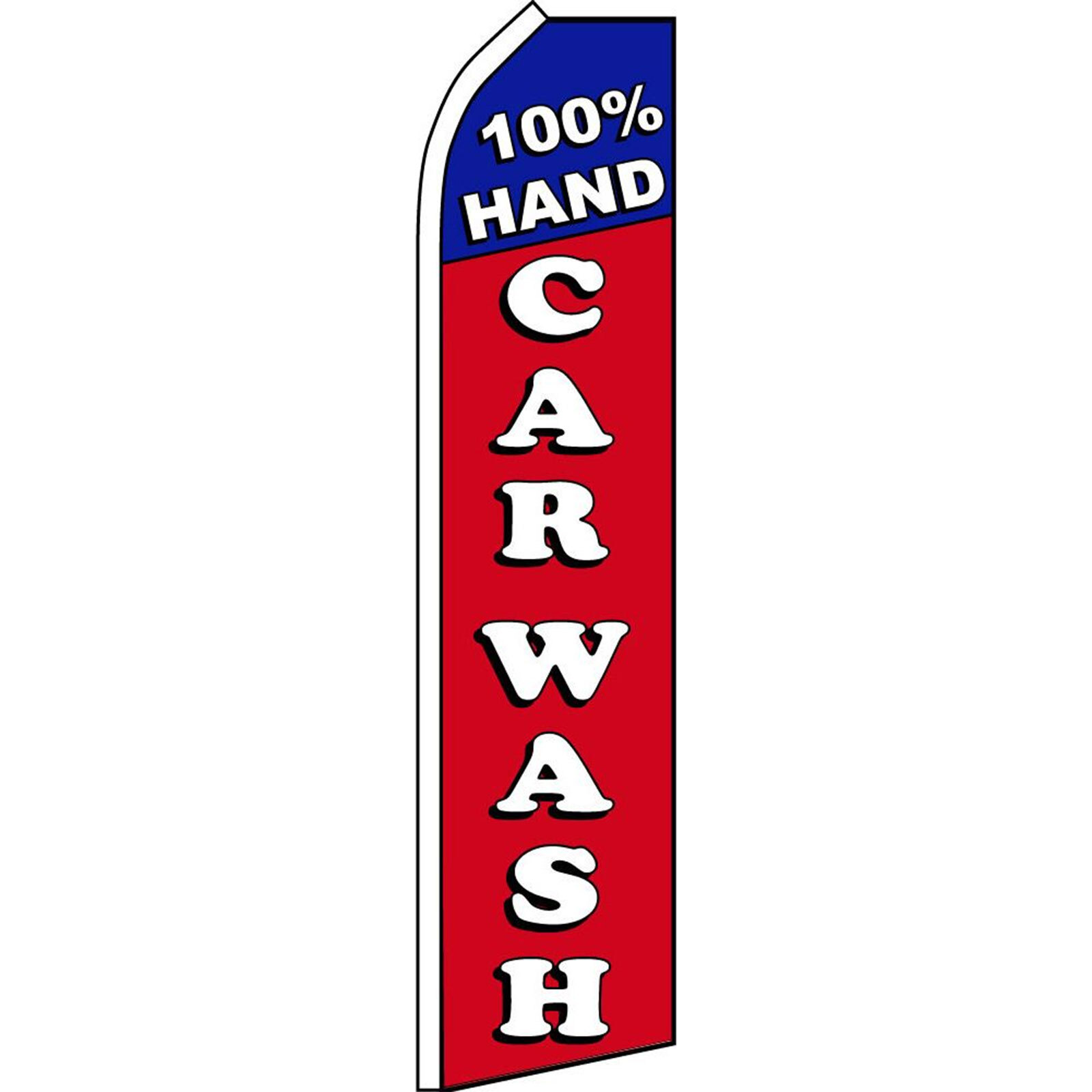 100% Hand Car Wash 2 1/2 ft X 11 1/2 ft Polyester Swooper Flag
