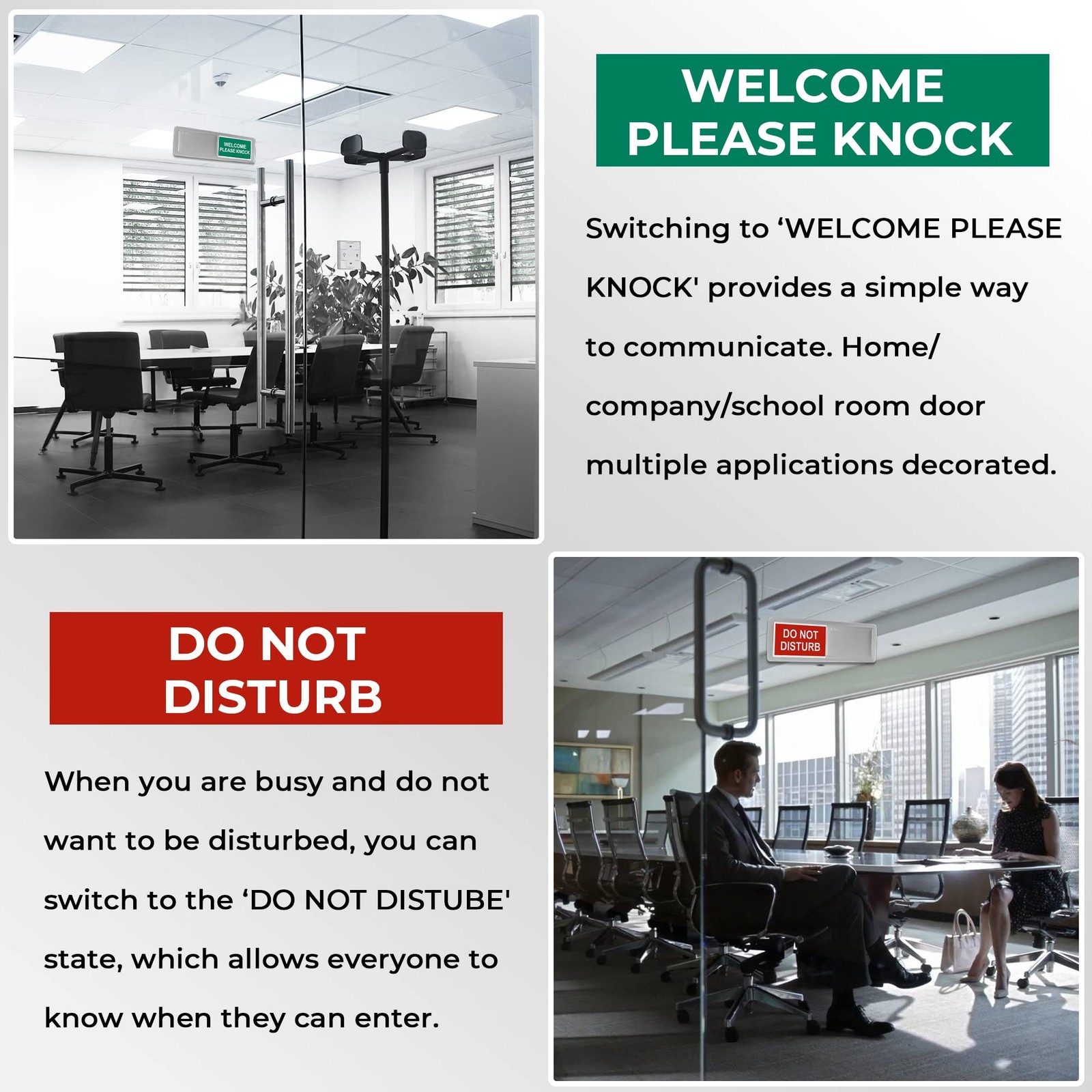 7”x2” Magnetic Privacy Indicator, Do Not Disturb Sign for Office, Vacant Oc…