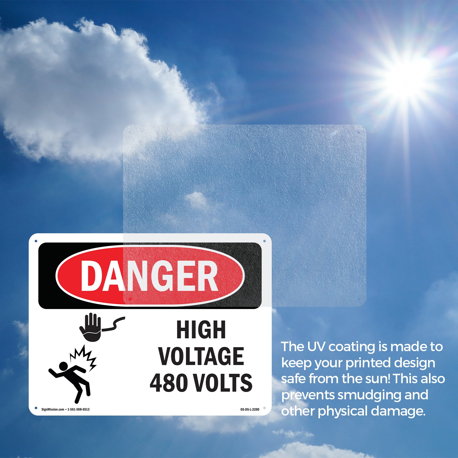 High Voltage 480 Volts OSHA Danger Sign Metal, Plastic, Or Decal – 5 or 10 Pack