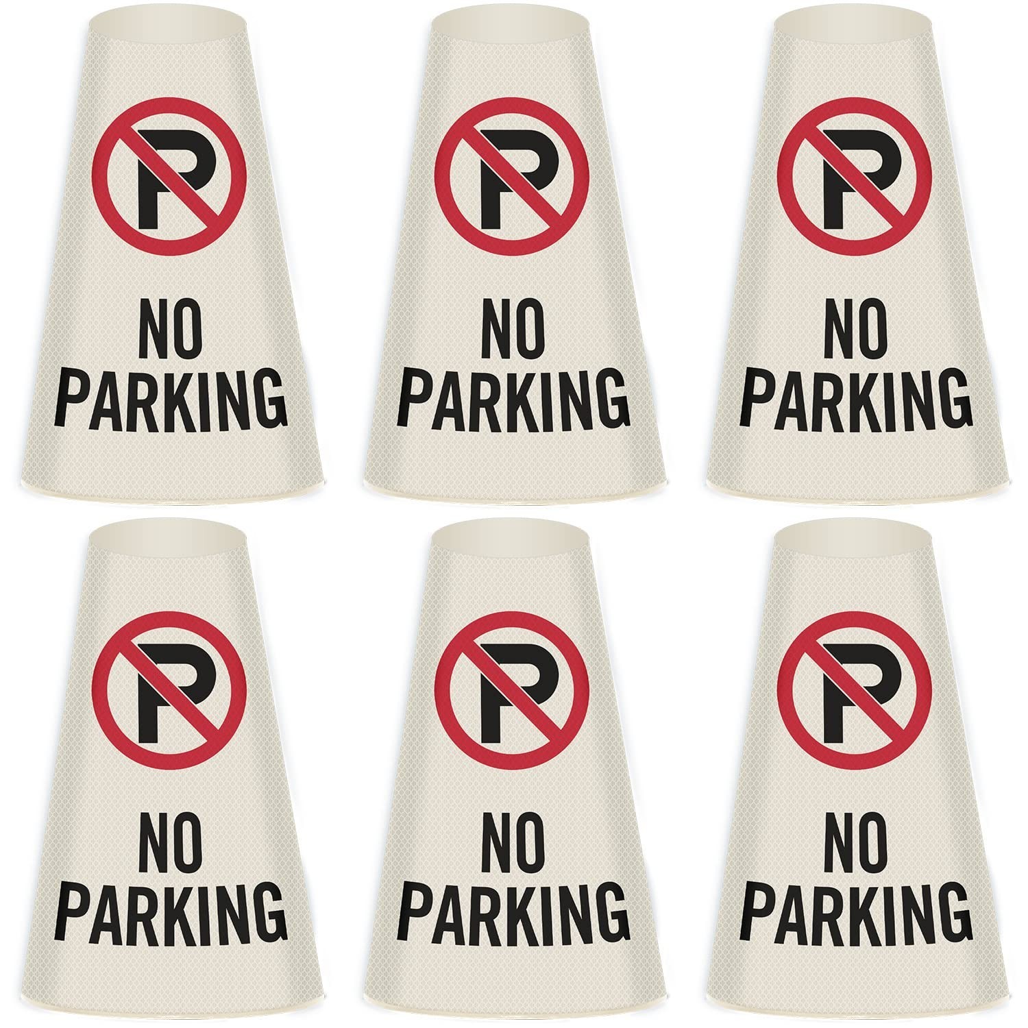 Durable Waterproof Reflective Cone Sleeve Set – 6 No Parking Signs Included